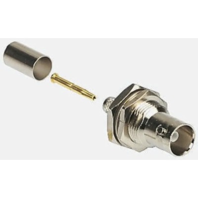 Amphenol RF BNC Series Coaxial Connector Panel Mount Female BNC, 75 Ω, Straight Body Crimp B6721A1-NT3G-3-75