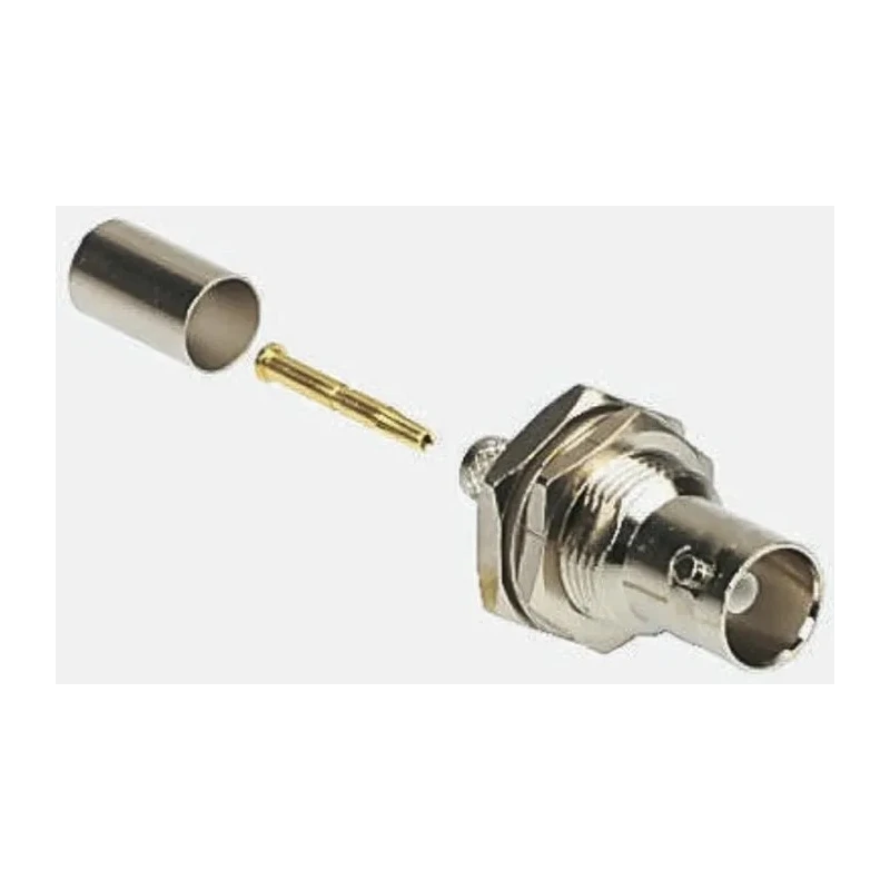 Amphenol RF BNC Series Coaxial Connector Panel Mount Female BNC, 75 Ω, Straight Body Crimp B6721A1-NT3G-3-75