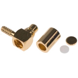 Amphenol RF MMCX Series Coaxial Connector Cable Male MCX, 50 Ω, Right Angle Body Crimp MMCX1112A1-3GT30G-14-50