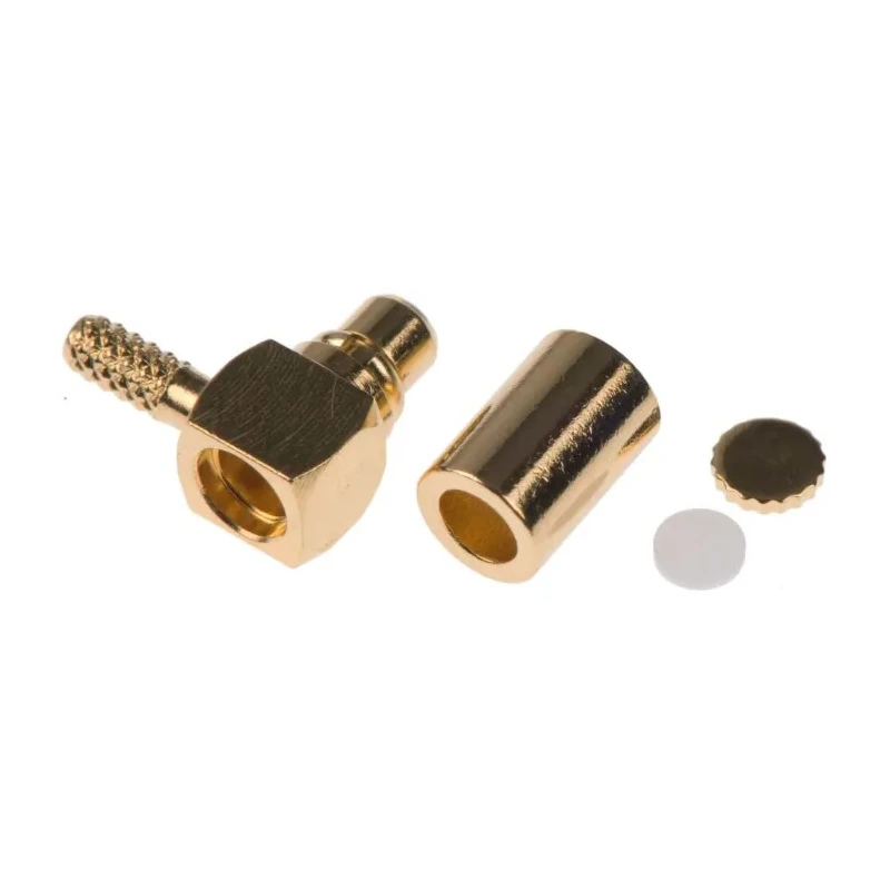 Amphenol RF MMCX Series Coaxial Connector Cable Male MCX, 50 Ω, Right Angle Body Crimp MMCX1112A1-3GT30G-14-50