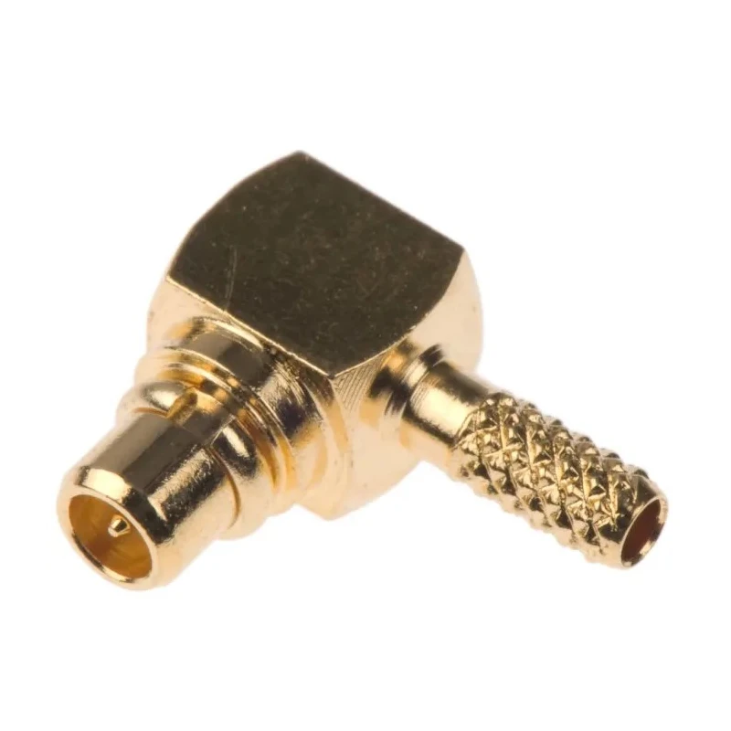 Amphenol RF MMCX Series Coaxial Connector Cable Male MCX, 50 Ω, Right Angle Body Crimp MMCX1112A1-3GT30G-14-50