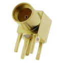 Amphenol RF MMCX Series Coaxial Connector Through Hole Female MCX 50 Ω Right Angle Body Solder MMCX6252N1-3GT30G-50
