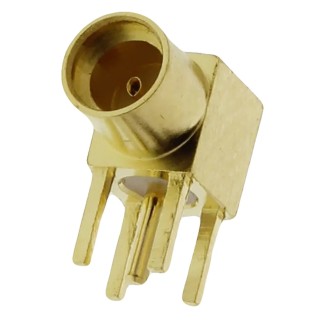 Amphenol RF MMCX Series Coaxial Connector Through Hole Female MCX 50 Ω Right Angle Body Solder MMCX6252N1-3GT30G-50