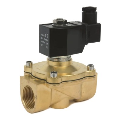 RS PRO Pneumatic Solenoid Valve NC Solenoid/Spring G 1/2 in Port Brass Body Nitrile Rubber Seal 220V 5 bar 80°C 235-1301