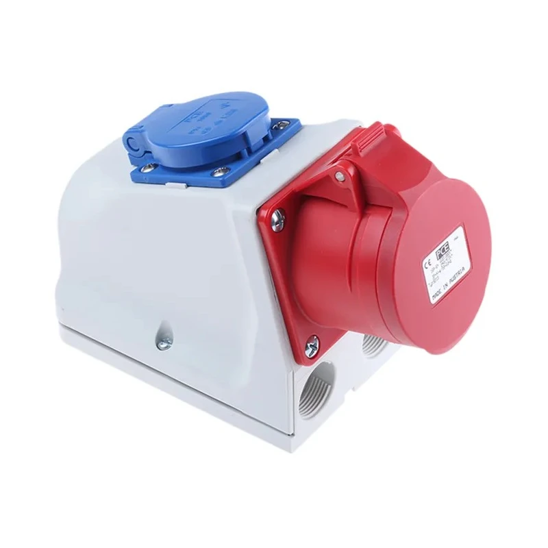 Kopp Industrial Socket Wall Mount Rated 16A 250V IP44, 2 Sockets, 5-Pole Configuration IP44