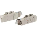 SMC Pneumatic Solenoid Valve 5 Port, G 1/4 Port Size, 24V DC, 0.7 Mpa Maximum Pressure, Die Cast Aluminium Body SY7000