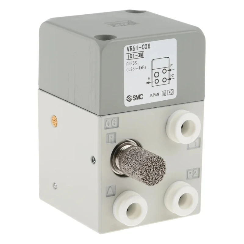 SMC Push Button Pneumatic Manual Control Valve Series, 5 mm Thread, 3/2 Function, Die Cast Aluminium, Max Pressure 1 MPa VR51