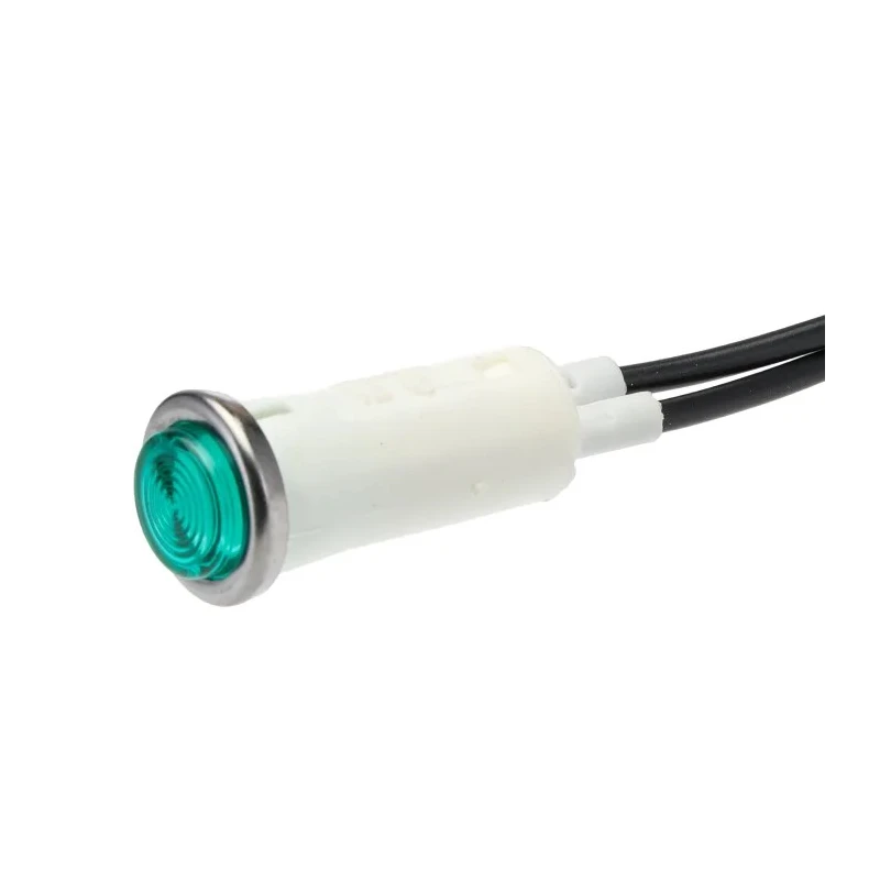 Arcolectric (Bulgin) Ltd 0067 Series Green Panel Mount Indicator, 230V AC, Lead Wire Termination, Prominent L006700NAM
