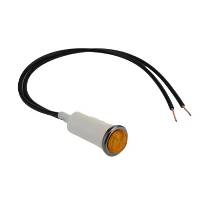 Arcolectric (Bulgin) Ltd 0067 Series Orange Panel Mount Indicator, 230V AC, Lead Wire Termination, Prominent Bezel L006700NAF