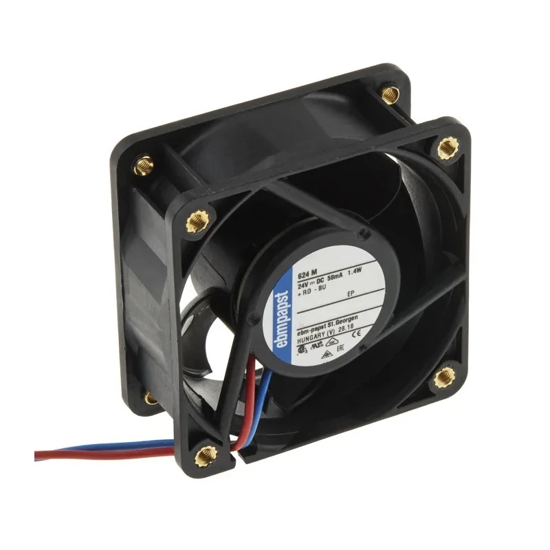 ebm-papst 620 Series Square Plastic Axial Fan 24V DC, 30 m³/h, 1.5 W, 0.12 A, IP20, 60x60x25.4 mm 