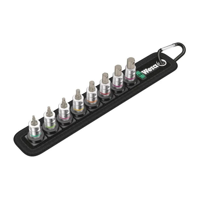 Wera Hex Screwdriver Bit Set 1/4 inch Drive, Chrome Vanadium Steel, 8 Pieces Zyklop 05003881001