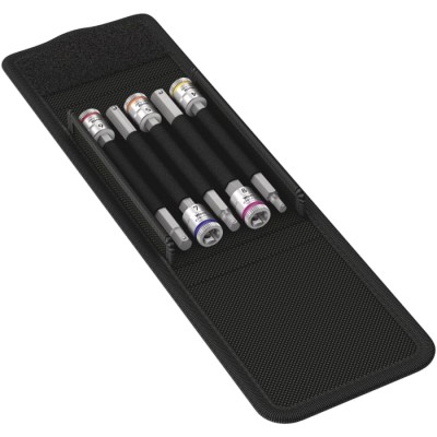 Wera Hex Screwdriver Bit Set, 5 Pieces, Chrome Vanadium Steel, 1/4 in Drive, 125mm Length 05003345001