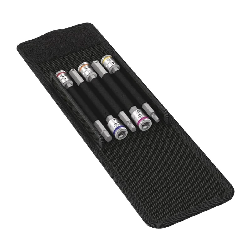 Wera Hex Screwdriver Bit Set, 5 Pieces, Chrome Vanadium Steel, 1/4 in Drive, 125mm Length 05003345001