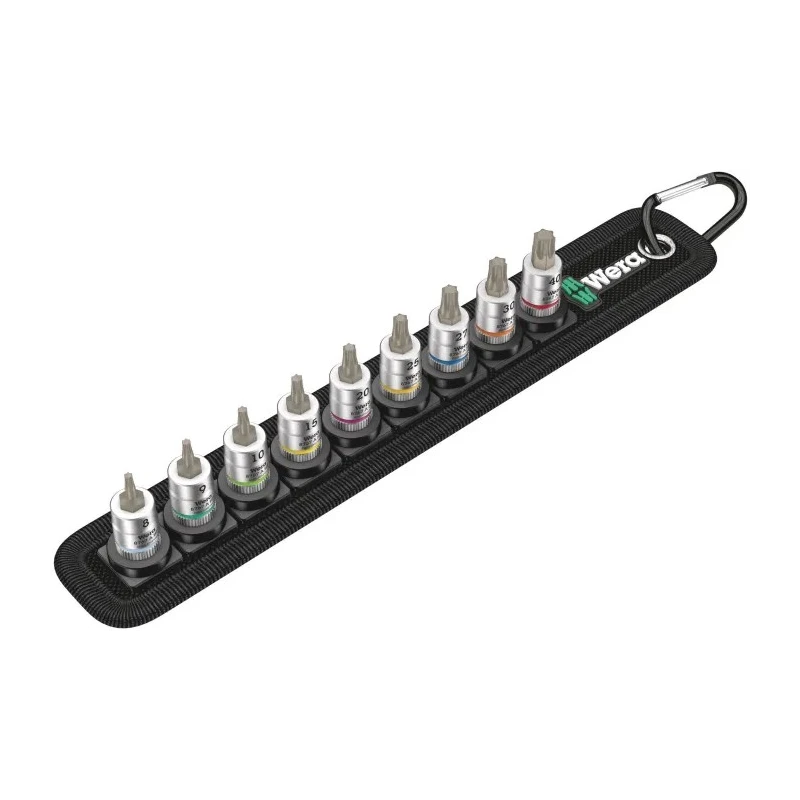 Wera Torx Screwdriver Bit Set 1/4 in Drive Chrome Vanadium Steel 9 Pieces 265mm Overall Length 05003882001