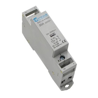Europa Contactor, 230V AC Coil, 2-Pole, 20 A, 4 kW, 1 NO/1 NC Auxiliary Contacts EUC1-20-NONCP