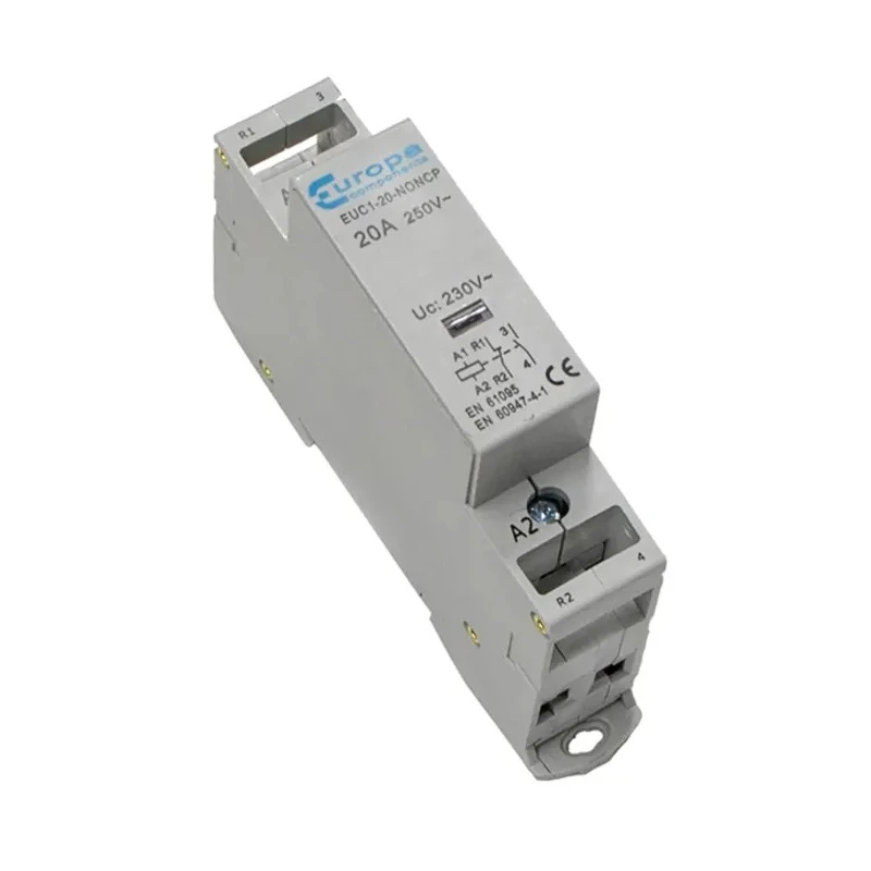 Europa Contactor, 230V AC Coil, 2-Pole, 20 A, 4 kW, 1 NO/1 NC Auxiliary Contacts EUC1-20-NONCP