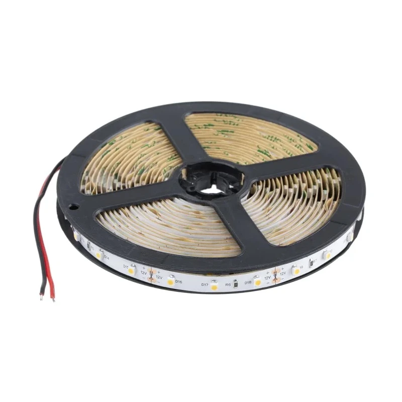 RS PRO 12V White LED Strip 3200K Colour Temperature 5m Length Flexible IP20 4.8W per Metre 60 LEDs per Metre 153-3637