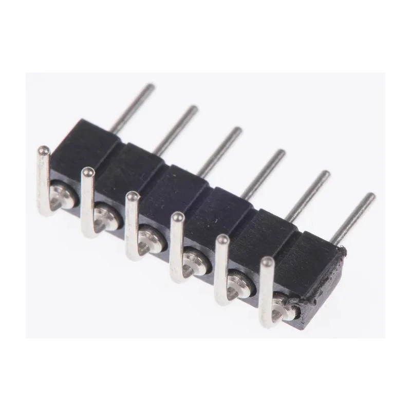 Preci-Dip 830 Series Right Angle Through Hole Pin Header, 6 Contacts, 2 mm Pitch, 1 Row, Unshrouded 830-80-006-20-001101