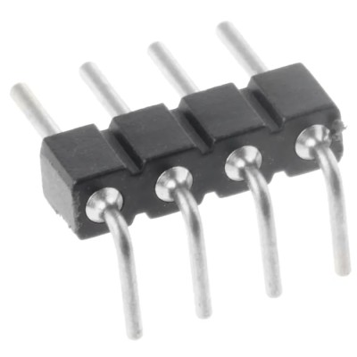 Preci-Dip 800 Series Right Angle Through Hole Pin Header, 4 Contact(s), 2.54 mm Pitch, 1 Row 800-80-004-20-001101