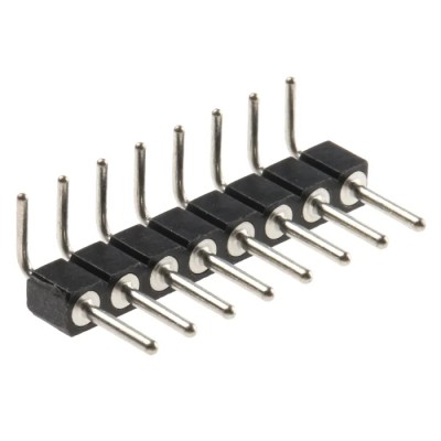 Preci-Dip 800 Series Right Angle Through Hole Pin Header, 8 Contacts, 2.54 mm Pitch, 1 Row, Unshrouded 800-80-008-20-001101