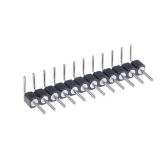Preci-Dip 800 Series Right Angle Through Hole Pin Header, 12 Contacts, 2.54 mm Pitch, 1 Row, Unshrouded 800-80-012-20-001101