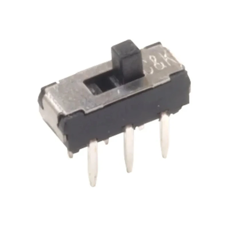 C & K Through Hole Slide Switch DPDT Latching 6V DC 300mA Nylon Actuator JS202011AQN