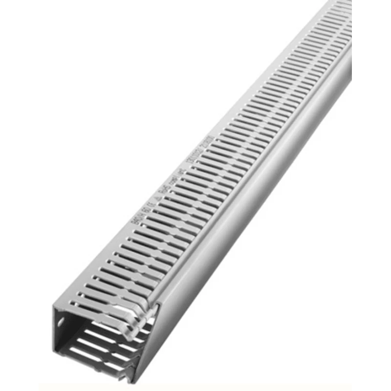 RS PRO Grey Open Slot Cable Trunking, 100mm Width x 80mm Depth x 2m Length, Polyvinyl Chloride PVC W100mm