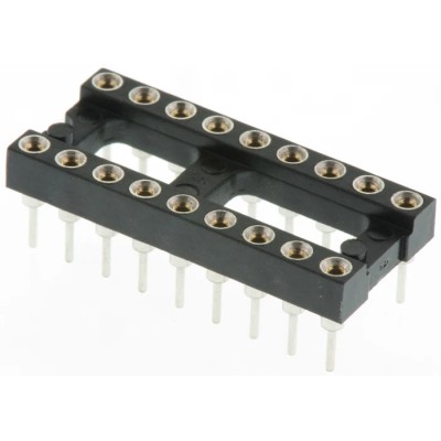 Preci-Dip 18 Way 2.54 mm Pitch Vertical Through Hole Turned Pin Open Frame DIL Socket 110-87-318-41-001101