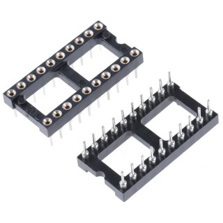 Preci-Dip DIL Socket 110 Series 2.54 mm Pitch Vertical 20 Way Through Hole Turned Pin Open Frame 1A 110-87-420-41-001101