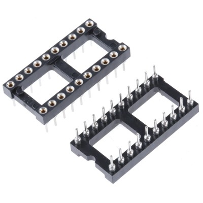 Preci-Dip DIL Socket 110 Series 2.54 mm Pitch Vertical 20 Way Through Hole Turned Pin Open Frame 1A 110-87-420-41-001101