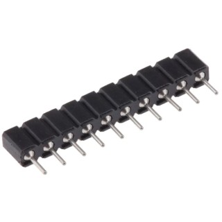 Preci-Dip 10 Way Straight Through Hole 2.54 mm Pitch SIL Socket 100 V AC, 150 V DC, 3A Current, Solder 310-87-110-01-640101