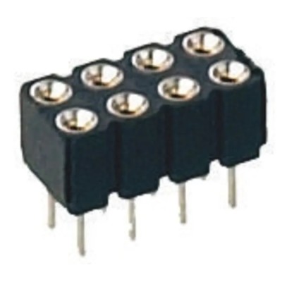 Preci-Dip Straight Surface PCB Socket, 4-Contact, 2 Row, 2.54 mm Pitch, 12A, 150V, Black Glass Filled 410-87-204-01-640101