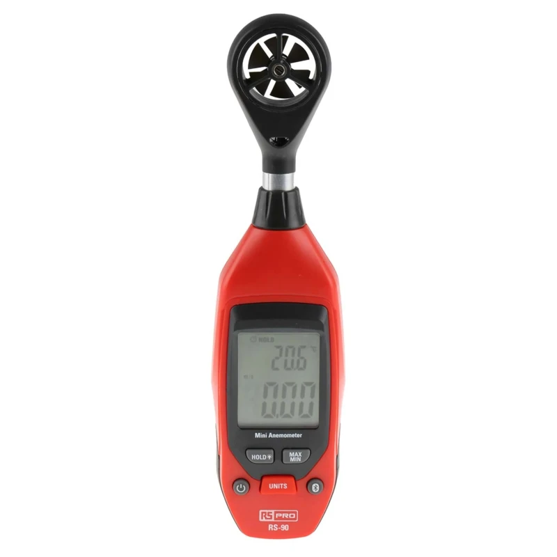RS PRO Rotary Vane Anemometer with NTC Temperature Sensor Measures Air Temperature and Velocity 25 m/s RS-90