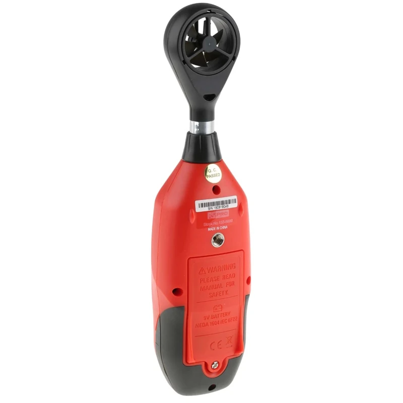 RS PRO Rotary Vane Anemometer with NTC Temperature Sensor Measures Air Temperature and Velocity 25 m/s RS-90