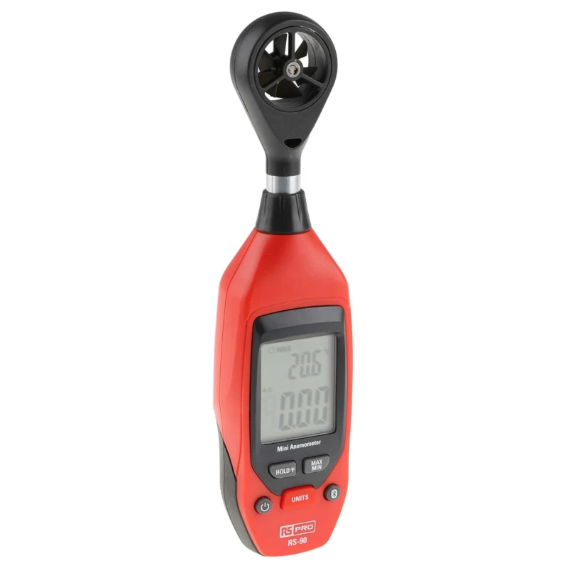 RS PRO Rotary Vane Anemometer with NTC Temperature Sensor Measures Air Temperature and Velocity 25 m/s RS-90