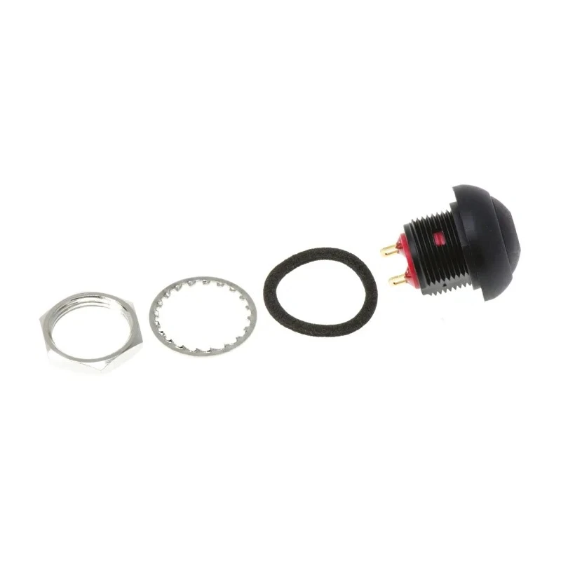 KNITTER-SWITCH DPW Series Miniature Push Button Switch Momentary Panel Mount SPST 12.9 mm Cutout Black LED IP67 250V DPW1CGK