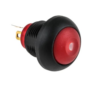 KNITTER-SWITCH Illuminated Miniature Push Button Switch, Momentary, Panel Mount, 12.9 mm Cutout, SPST, Red LED DPWL1CGRR