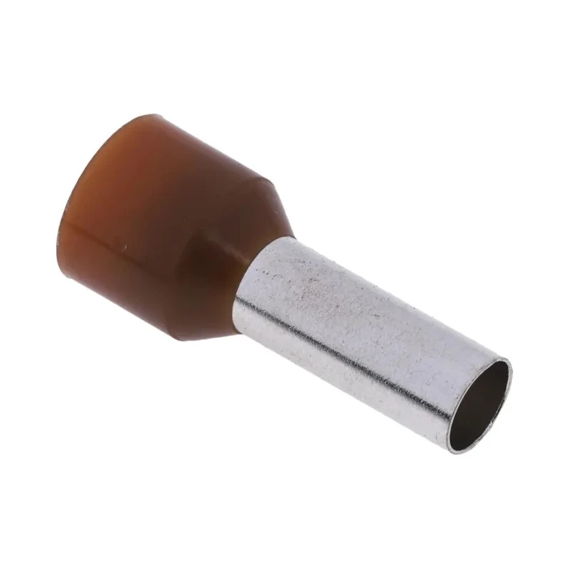 RS PRO Insulated Crimp Bootlace Ferrule Brown 12 mm Pin Length 4.9 mm Pin Diameter to 8 AWG Wire Size 157-1244