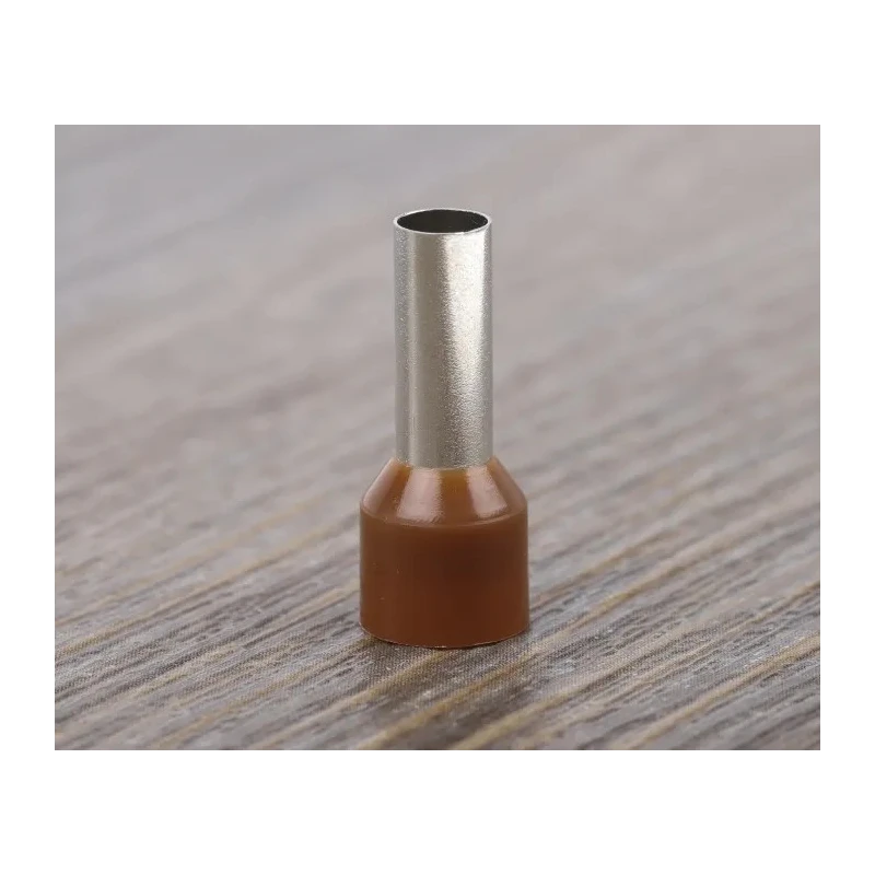 RS PRO Insulated Crimp Bootlace Ferrule Brown 12 mm Pin Length 4.9 mm Pin Diameter to 8 AWG Wire Size 157-1244