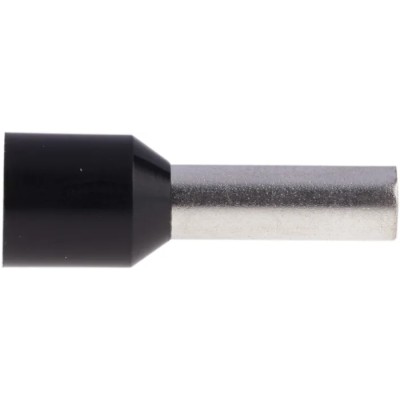 RS PRO Insulated Crimp Bootlace Ferrule, 12 mm Pin Length, 3.9 mm Pin Diameter, Nylon Insulation, Black, for 10 AWG 157-1266