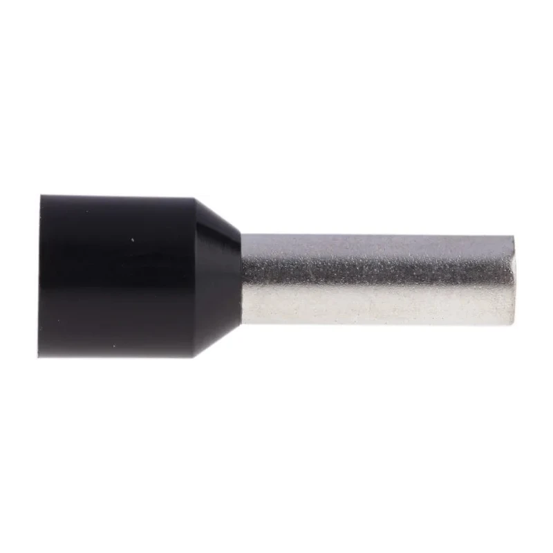 RS PRO Insulated Crimp Bootlace Ferrule, 12 mm Pin Length, 3.9 mm Pin Diameter, Nylon Insulation, Black, for 10 AWG 157-1266