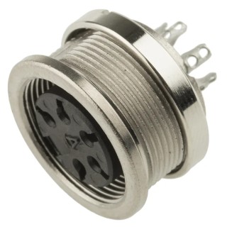 Amphenol Industrial 5 Pole Straight M16 Panel Mount DIN Socket 5A 300V AC/DC C091-31N005-1002