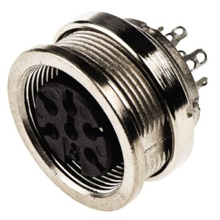 Amphenol Industrial C 091 D 6 Pole Straight M16 DIN Socket, 5A, 300 V AC/DC, IP67, Screw Panel Mount Female C091-31N006-1002