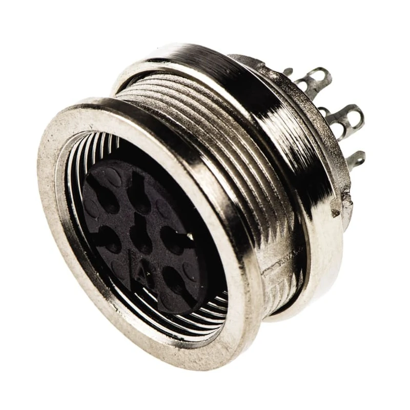 Amphenol Industrial C 091 D 6 Pole Straight M16 DIN Socket, 5A, 300 V AC/DC, IP67, Screw Panel Mount Female C091-31N006-1002