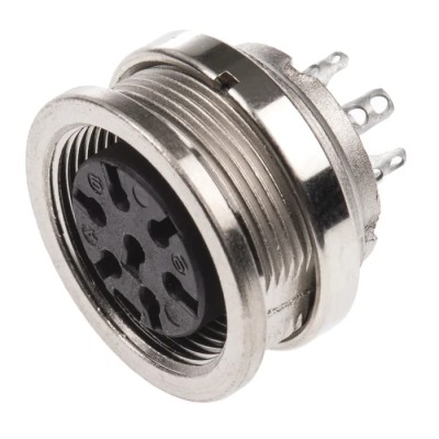 Amphenol Industrial C 091 D 7 Pole Straight M16 DIN Socket Female Panel Mount 5A 300V AC/DC IP67 Screw C091-31N007-1002