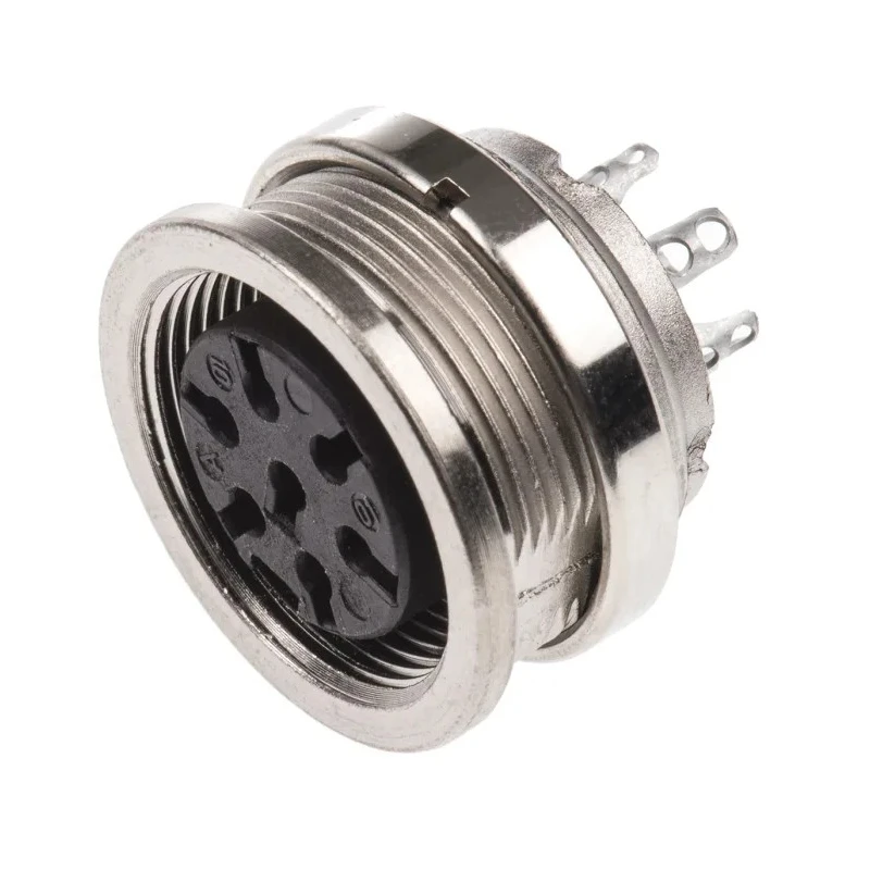 Amphenol Industrial C 091 D 7 Pole Straight M16 DIN Socket Female Panel Mount 5A 300V AC/DC IP67 Screw C091-31N007-1002