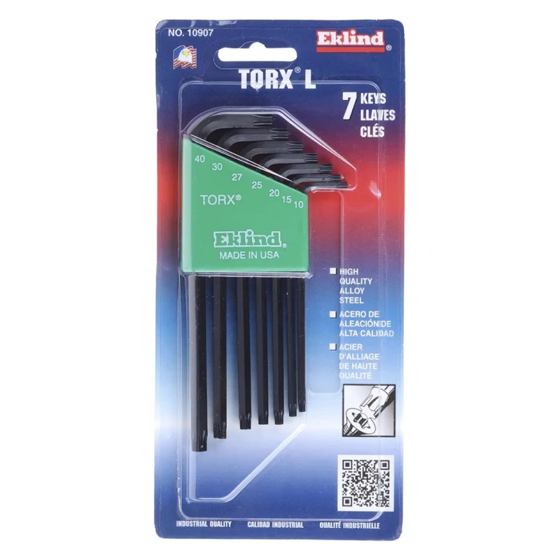 RS PRO 7-Piece Torx Key Set, L Shape, Long Arm, Chrome Nickel Alloy Steel, Model 157-2089
