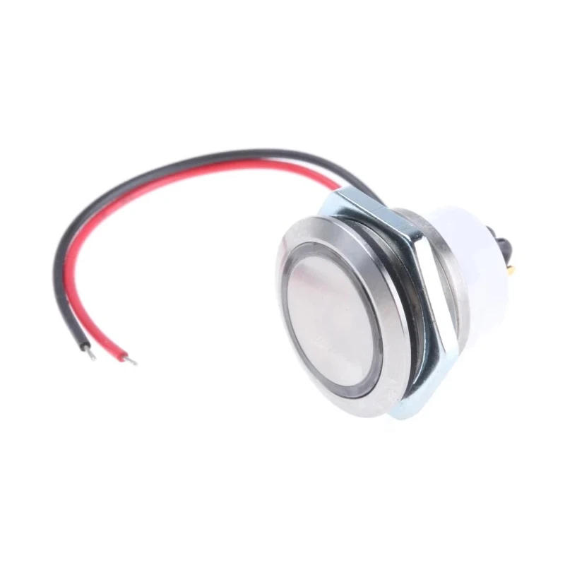 ITW Switches 48M Series Illuminated Panel Mount Latching Push Button Switch, Silver Actuator, SPST, Red LED, IP67 48M-612R