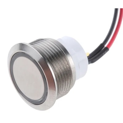 ITW Switches 48M Series Illuminated Round Push Button Switch Panel Mount 19 mm Cutout Silver SPST IP67 48M 612B