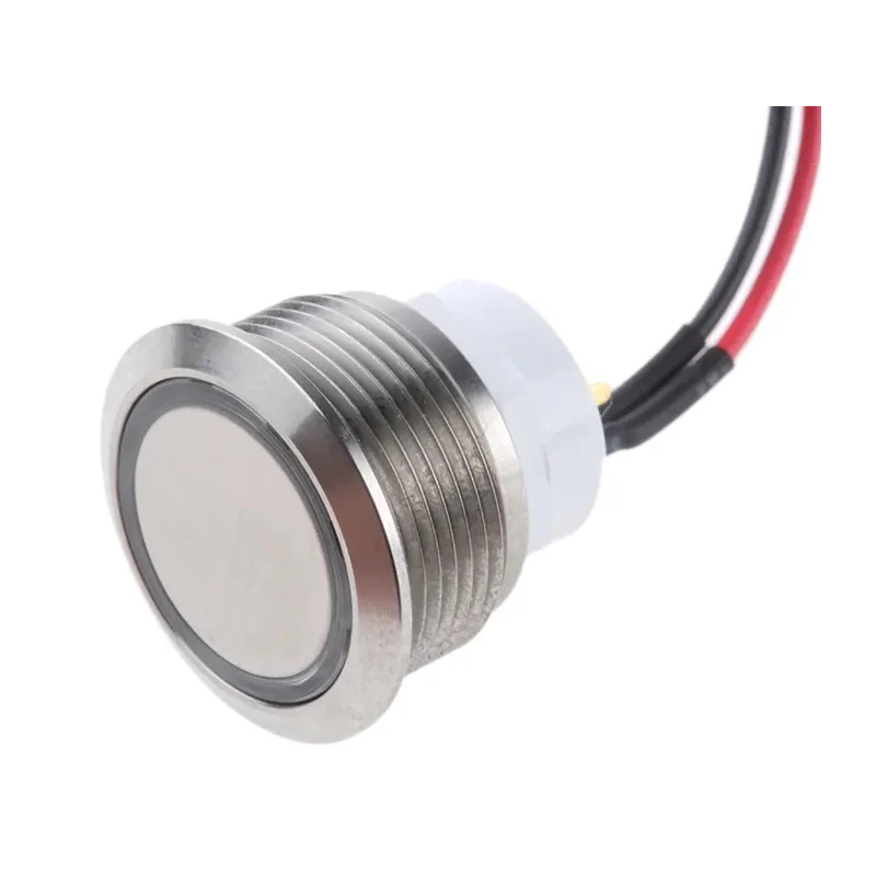 ITW Switches 48M Series Illuminated Round Push Button Switch Panel Mount 19 mm Cutout Silver SPST IP67 48M 612B